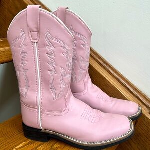 Old west pink western boots girls cowboy cowgirl square toe